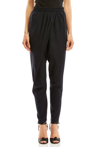STRETCH SILK DRAPE-FRONT PANT