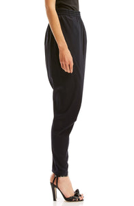 STRETCH SILK DRAPE-FRONT PANT