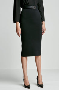 CREPE KNIT SLIT BACK SKIRT
