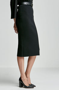 CREPE KNIT SLIT BACK SKIRT