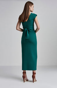 CREPE KNIT V-NECK DRESS