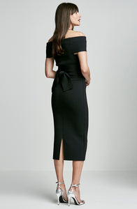 CREPE KNIT COLD SHOULDER MILANO DRESS