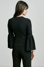 CREPE KNIT FLARED SLEEVE SWEATER