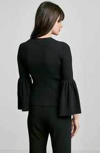 CREPE KNIT FLARED SLEEVE SWEATER