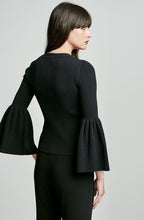 CREPE KNIT FLARED SLEEVE SWEATER