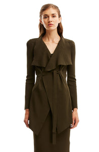 CREPE KNIT DRAPE FRONT JACKET
