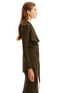 CREPE KNIT DRAPE FRONT JACKET