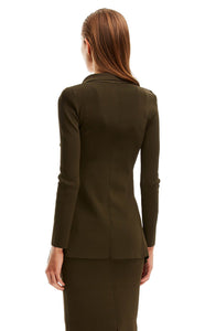 CREPE KNIT DRAPE FRONT JACKET