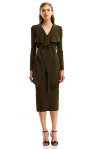 CREPE KNIT DRAPE FRONT JACKET