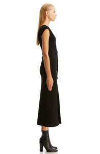 CREPE KNIT V-NECK DRESS
