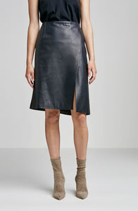 LEATHER WRAP FRONT SKIRT