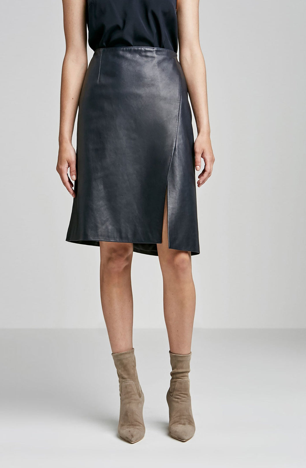 LEATHER WRAP FRONT SKIRT