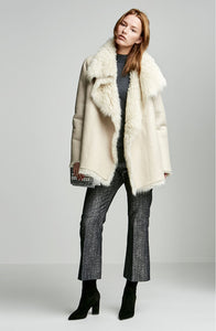 TWEED DENIM FLARED LEG TROUSER