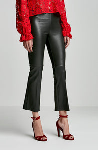 STRETCH LEATHER FLUTED TROUSER