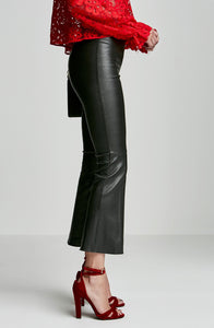 STRETCH LEATHER FLUTED TROUSER