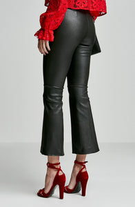 STRETCH LEATHER FLUTED TROUSER