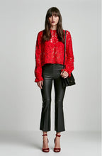 STRETCH LEATHER FLUTED TROUSER