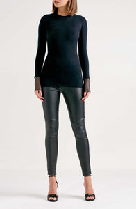 STRETCH LEATHER CROPPED LEGGING