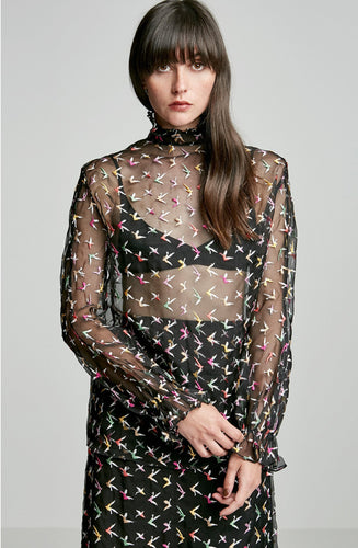 EMBROIDERED BIRD BLOUSE