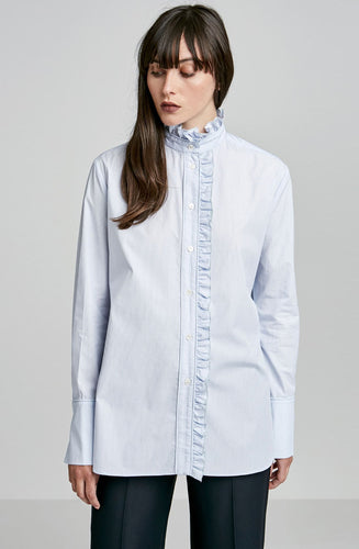 STRIPED RUFFLE SHIRT