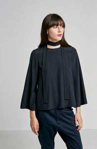 STRETCH SILK TRAPEZE SLV TOP