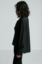 STRETCH SILK RUFFLE BLOUSE