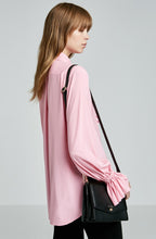 STRETCH SILK RUFFLE BLOUSE