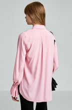 STRETCH SILK RUFFLE BLOUSE