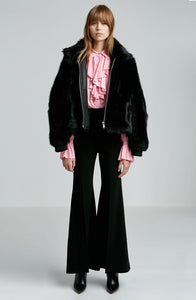 STRETCH SILK RUFFLE BLOUSE