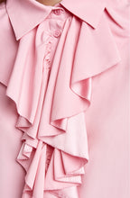 STRETCH SILK RUFFLE BLOUSE