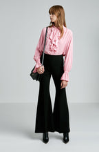 STRETCH SILK RUFFLE BLOUSE