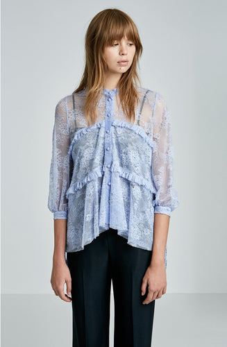 LACE RUFFLE BLOUSE