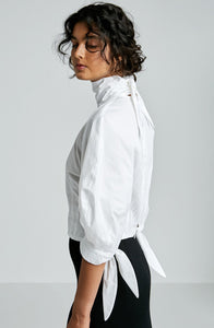 WHITE TIE NECK BLOUSE