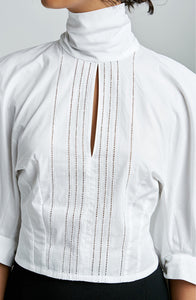 WHITE TIE NECK BLOUSE