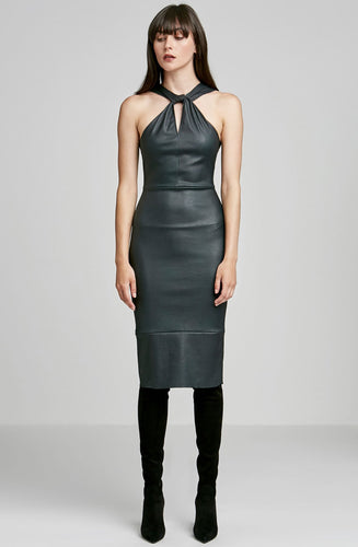 STRETCH LEATHER TURBAN TWIST