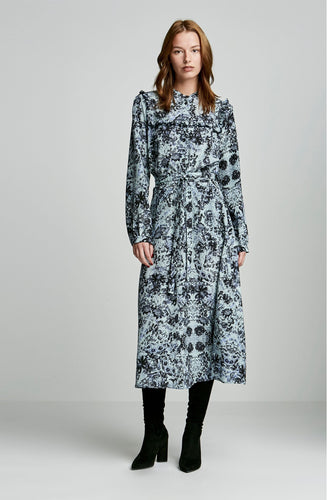 PRINTED RUFFLE DRESS