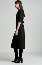 BONDED WOOL LACE V NECK DRESS