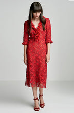 GUIPURE LACE V NECK DRESS