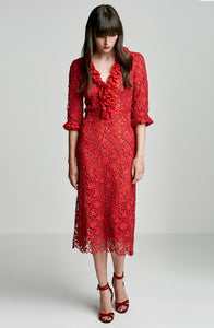 GUIPURE LACE V NECK DRESS