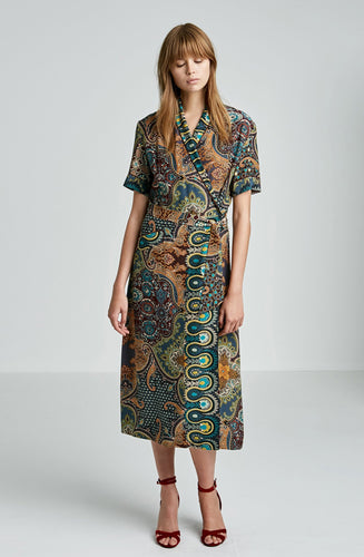 PRINTED WRAP DRESS