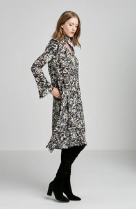 PRINTED RUFFLE HEM DRESS