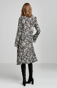 PRINTED RUFFLE HEM DRESS