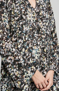 PRINTED RUFFLE HEM DRESS