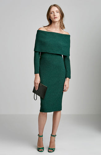 STRETCH REPTILE COLD SHOULDER DRESS