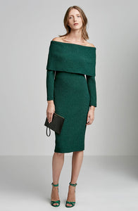 STRETCH REPTILE COLD SHOULDER DRESS