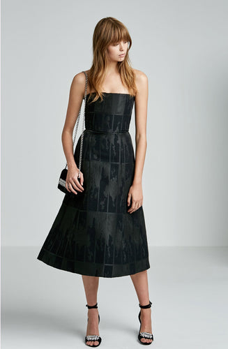 BROCADE STRAPLESS DRESS