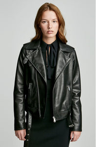 LEATHER BUCKLE BIKER JACKET