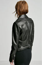 LEATHER BUCKLE BIKER JACKET