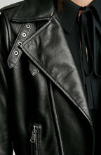 LEATHER BUCKLE BIKER JACKET
