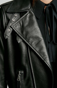 LEATHER BUCKLE BIKER JACKET